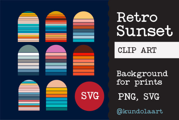 Retro Sunset SVG, PNG