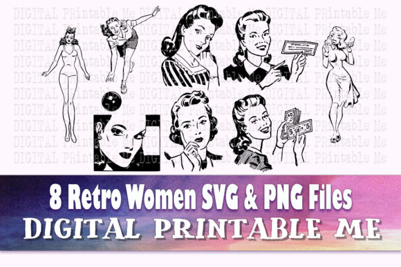 Vintage Woman Svg, Retro Pop Art Png